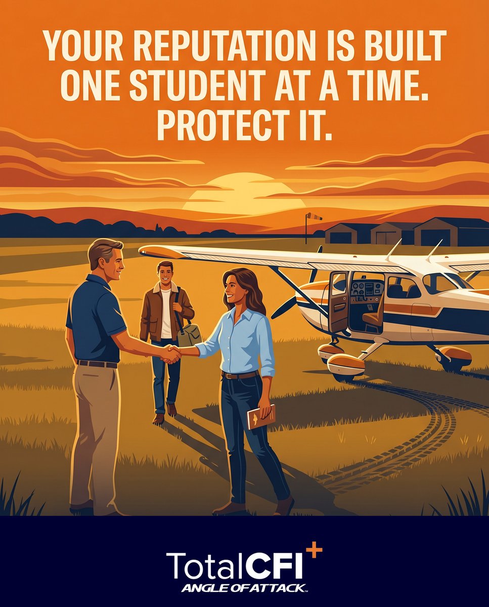 angleofattack's tweet photo. Your reputation as an instructor is built one student at a time. Protect it.

Take care of people. The reputation follows.

#CFI #flying #aviation #studentpilot #learntofly
Get it free → https://t.co/suZImqR2Gk https://t.co/Fc9N8vg9n7
