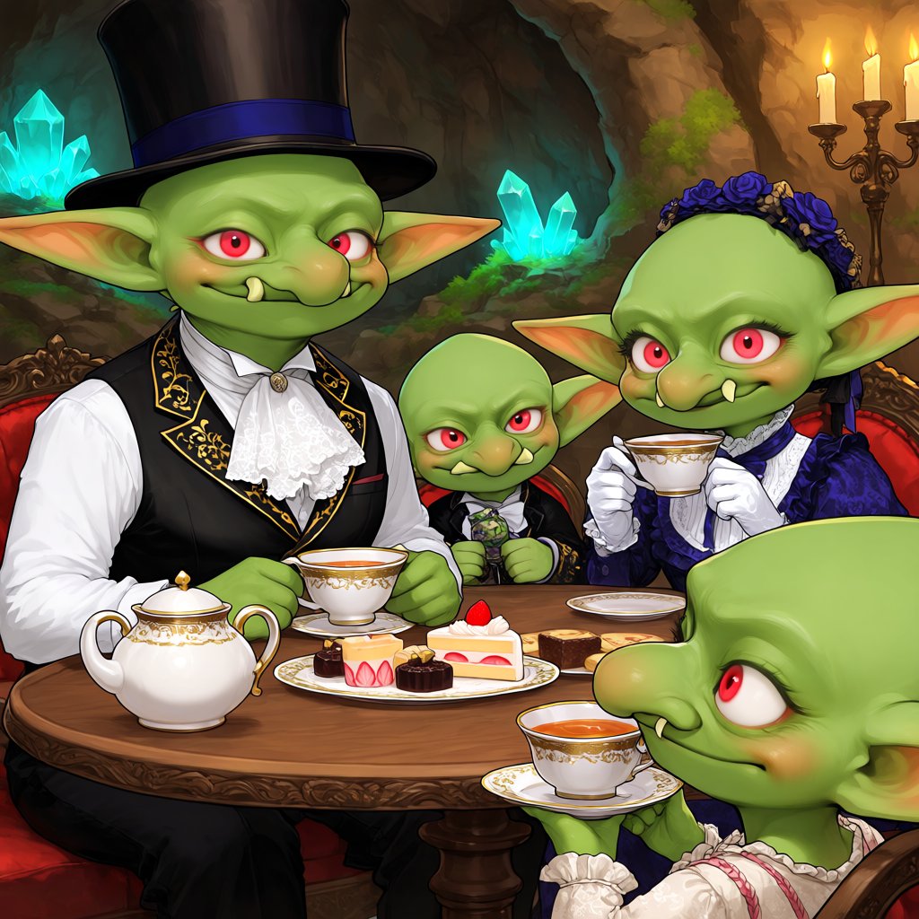 MoonWolfeQueen's tweet photo. The goblins in the forest are neighbors of the wolves of Selene's pack. They are very sophisticated and elegant, and they love tea time. https://t.co/rOJMHogZbc