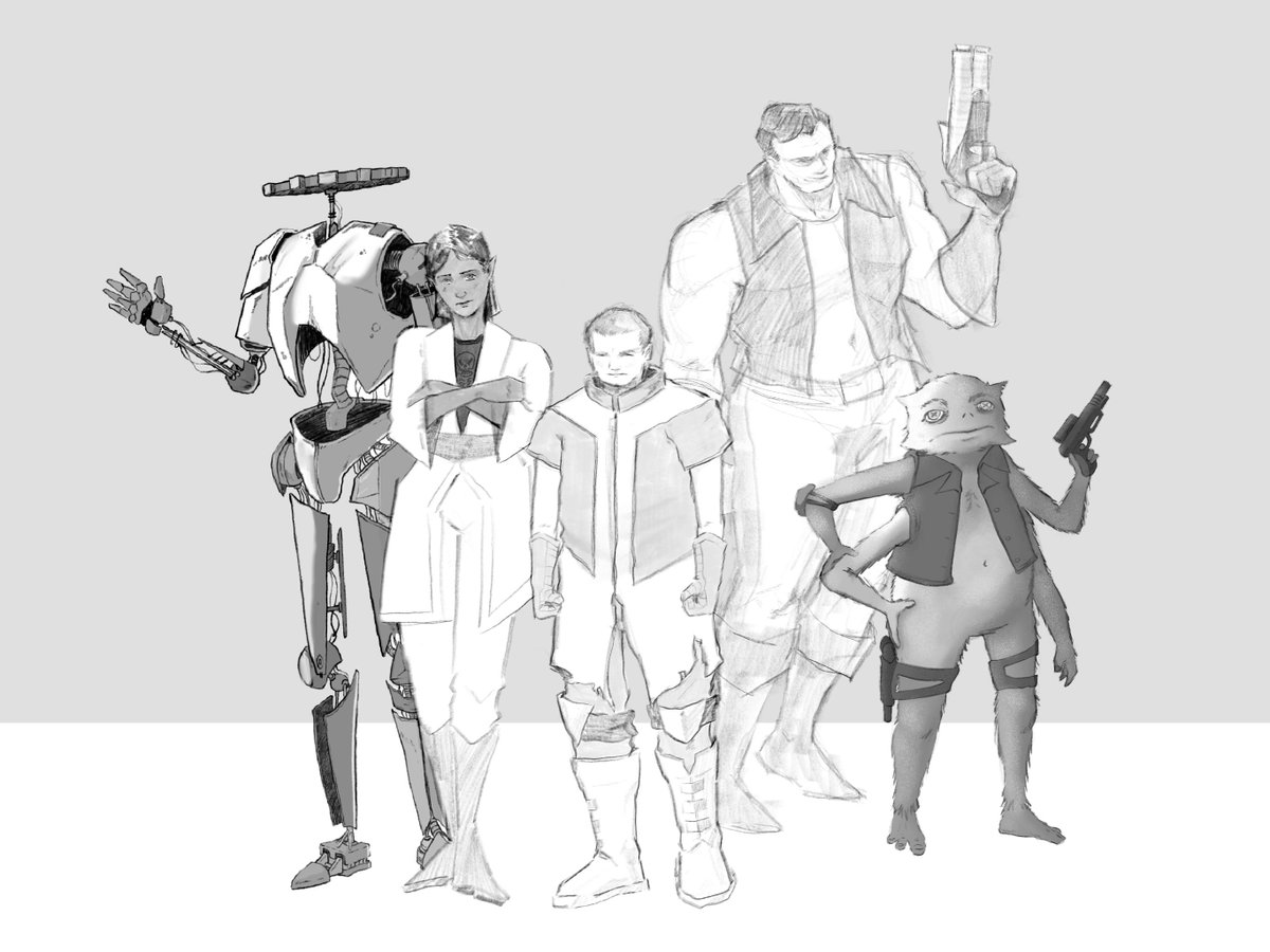Firestar952's tweet photo. A rough sketch of The Crew of The Abderus from my upcoming show Rainspace out October 15th 
#Rainspace #artcommission #indie https://t.co/KVNHjfmpGU