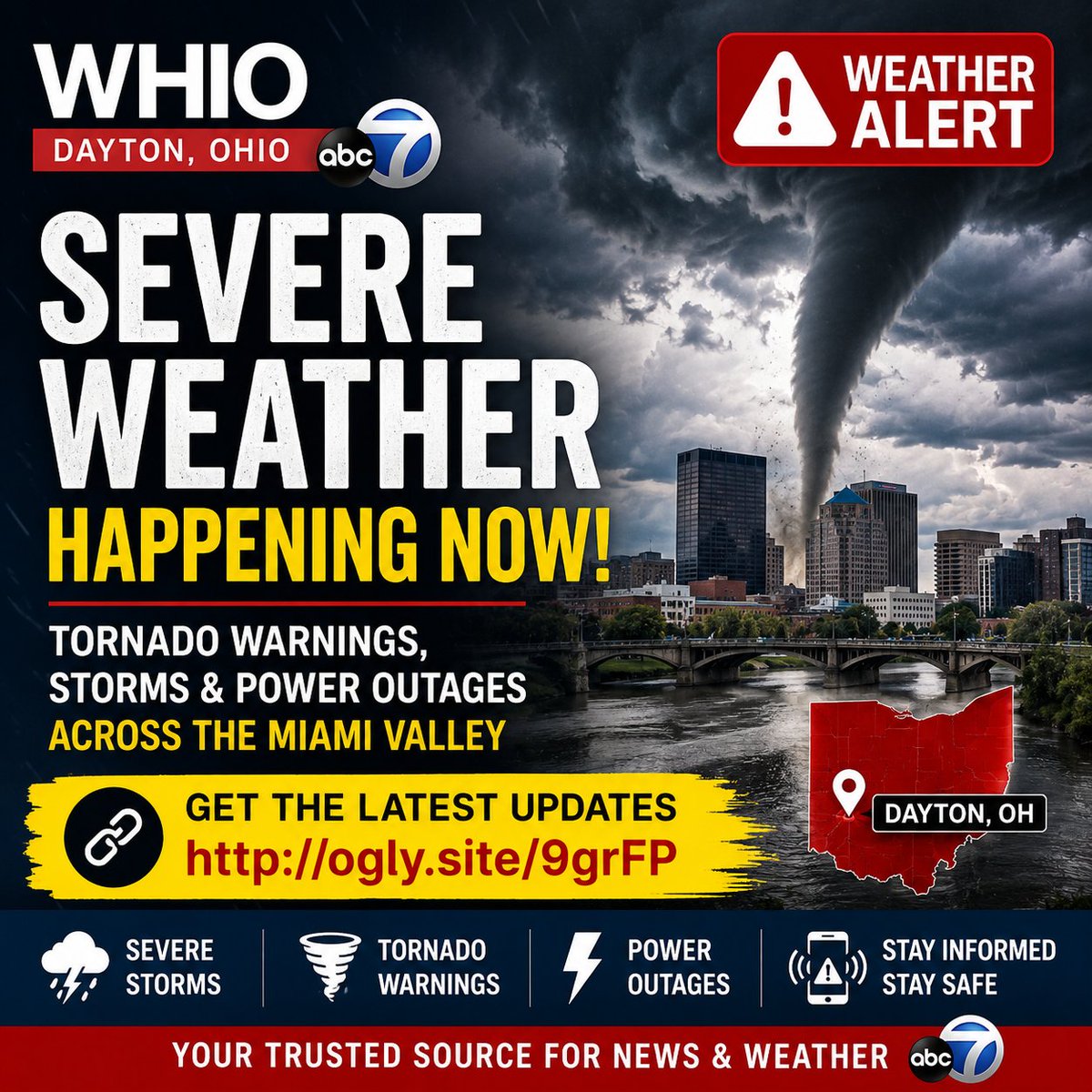 TheEmilycarte's tweet photo. 🚨 WHIO ALERT: Severe weather is impacting the Miami Valley today 🌩️
Tornado warnings, storms &amp; power outages are drawing major attention across Ohio.
👉 Latest updates: https://t.co/shRXoNEDKU
#WHIO #Ohio #Dayton #Weather #Breaking https://t.co/NqTWSV6jGg