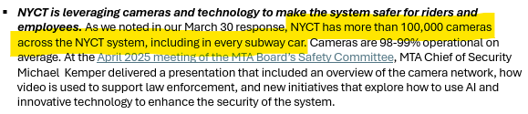 johnarnold's tweet photo. There are roughly as many Flock license plate readers installed across the entire US (120k) as NYC has video cameras installed just in its transit system, let alone on the streets. Do opponents of Flock want those removed, too? Does anyone think that'd be a good idea?

Cameras are enormously valuable for solving, and hence deterring, crime. The real debate shouldn’t be cameras vs. no cameras. It should be about guardrails: what data is collected, how long it’s kept, who can search it, and for what purpose.

These questions are addressable. The medical field had to deal with these w/r/t access to electronic medical records. There were some early abuses. But the medical field created rules, tech restrictions, and a culture to address these risks. Inappropriately snoop on a med record today, if you even can, and the standard is instant termination.

There are enormous benefits to solving and deterring crime. Technology can complement humans to create a safer, more equitable, and more just society while preserving constitutional protections for privacy.