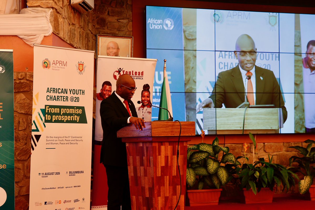 APRMorg's tweet photo. Amb. Willy Nyamitwe, Repr. permanent du Burundi(UA),   a rappelé que les jeunes doivent être pleinement engagés comme acteurs, entrepreneurs et artisans de paix

La révision de la Charte doit aussi aider les   institutions à mieux répondre à leurs besoins et aspirations.
#AYCat20 https://t.co/ZI2DDsd3sz