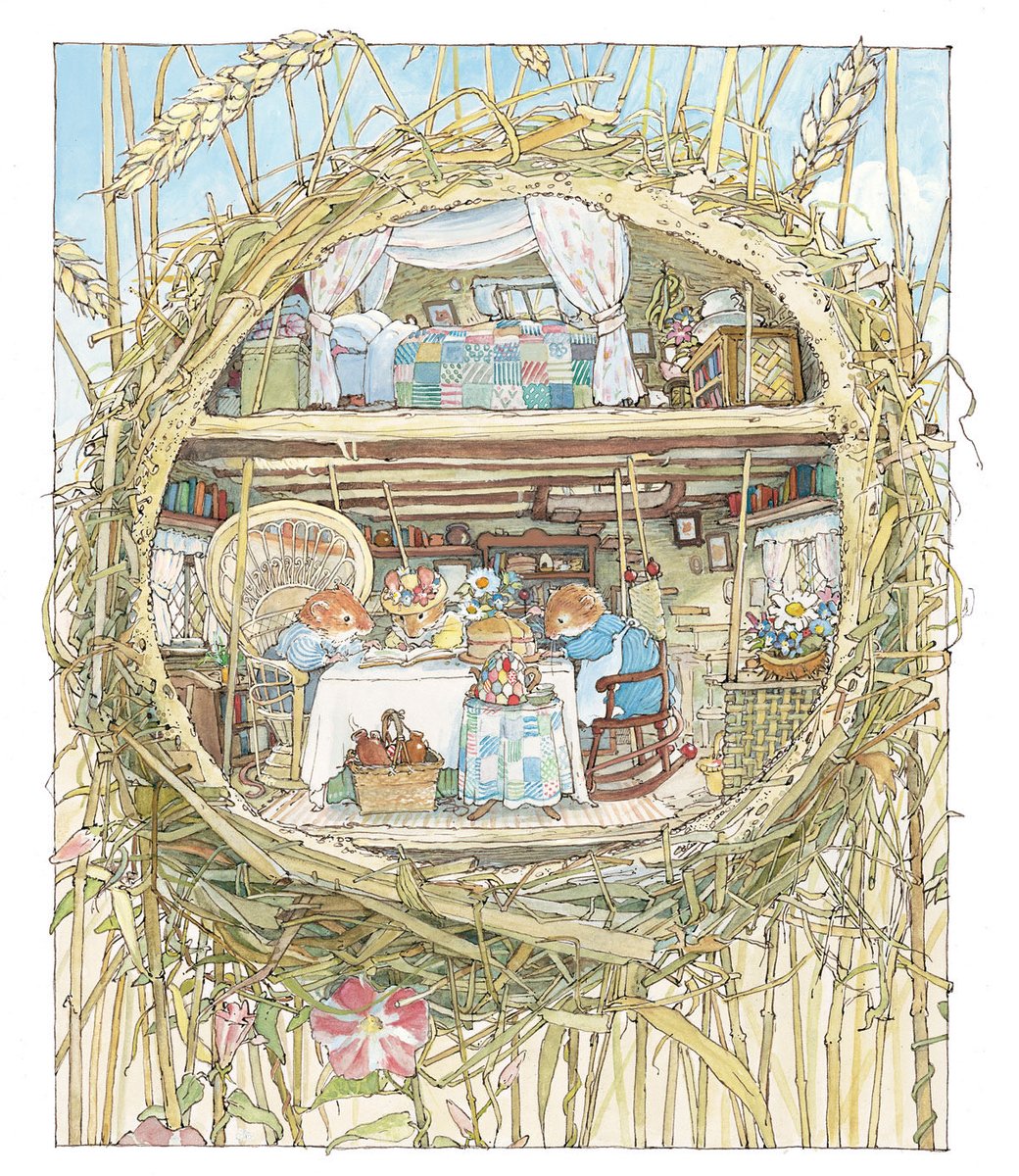 bramblyhedge_'s tweet photo. Sheltering from the hot sun with the Harvest Mice. https://t.co/UEJAlQyM47