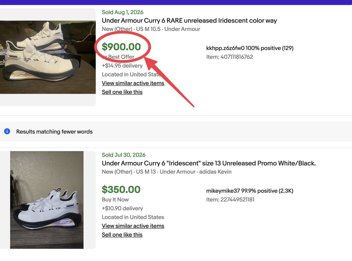 StrikeAccess's tweet photo. Somebody casually found an unreleased pair of Curry 6s sitting at Ross for $47.99 &amp; flipped them for $900 on eBay 😱🚨

A 19x return on an unreleased sample is an absolute movie. 

Are you spending your lunch break hunting Ross racks after seeing this? 👇 https://t.co/gKHjvqUNGe