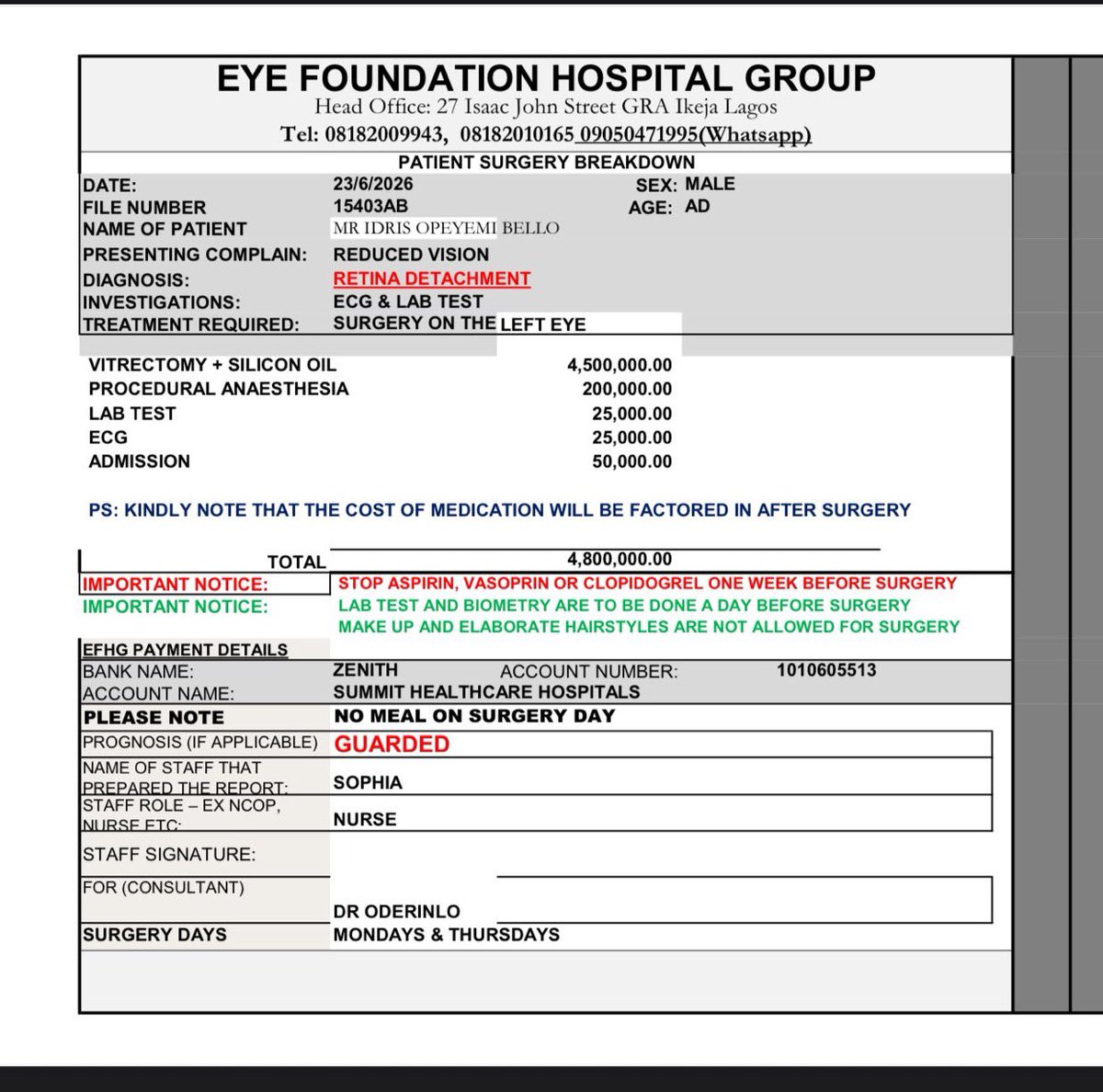 hardeyfunds's tweet photo. Please don’t scroll. 🙏🏽💔

My friend, who’s like a brother to me, is at risk of losing his sight. He’s already spent over ₦2 million, but he still needs help of #4.8 million to pay for his eye surgery.

Any amount, no matter how small, can make a difference. If you can’t donate, please repost this, Thank you, and God bless you❤️