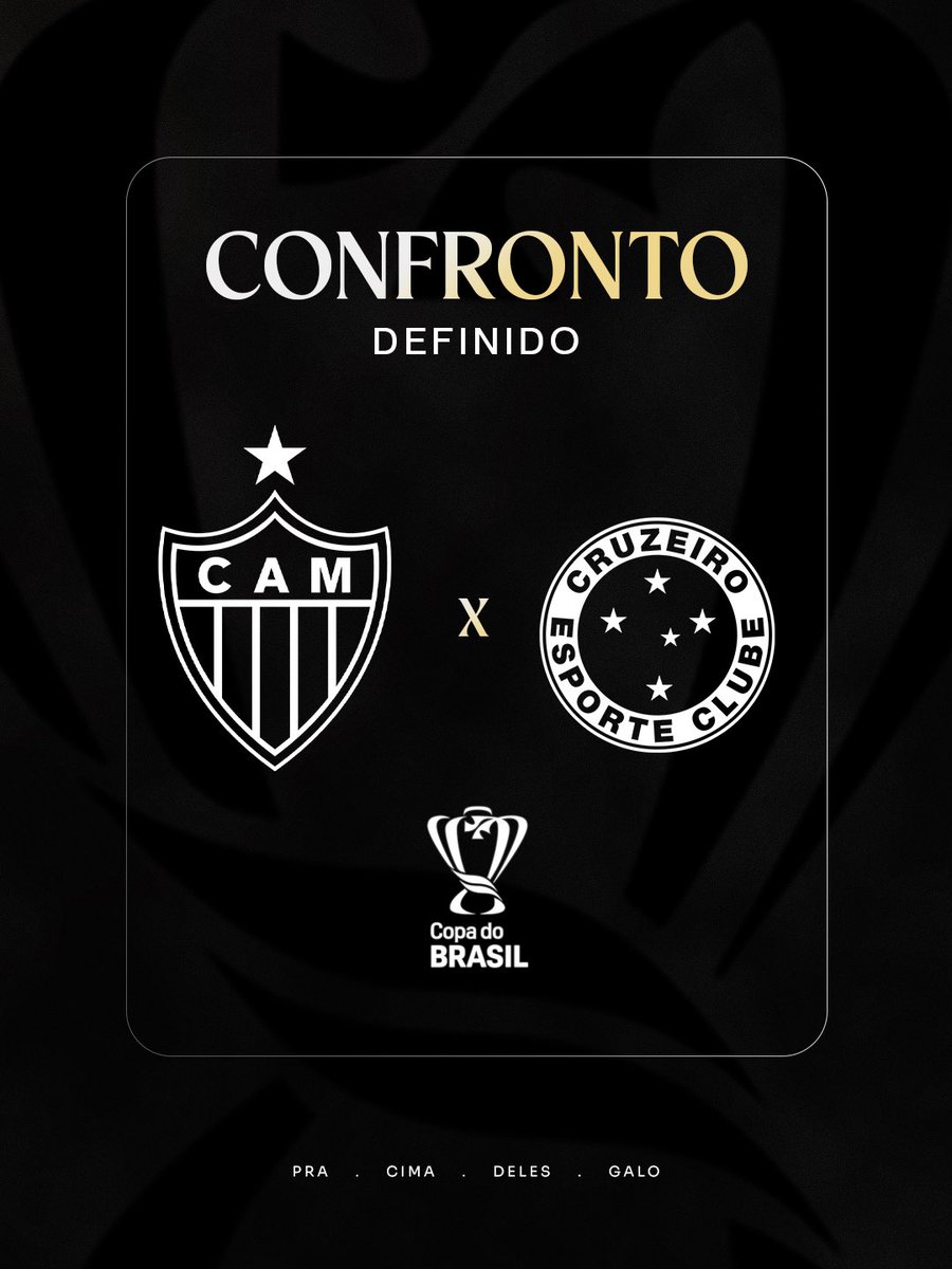 Atletico's tweet photo. 𝐂𝐎𝐍𝐅𝐑𝐎𝐍𝐓𝐎 𝐃𝐄𝐅𝐈𝐍𝐈𝐃𝐎! 🏆🐔

O #Galo encara o Cruzeiro pelas quartas de final da Copa do Brasil! https://t.co/eAgvfiFi4W