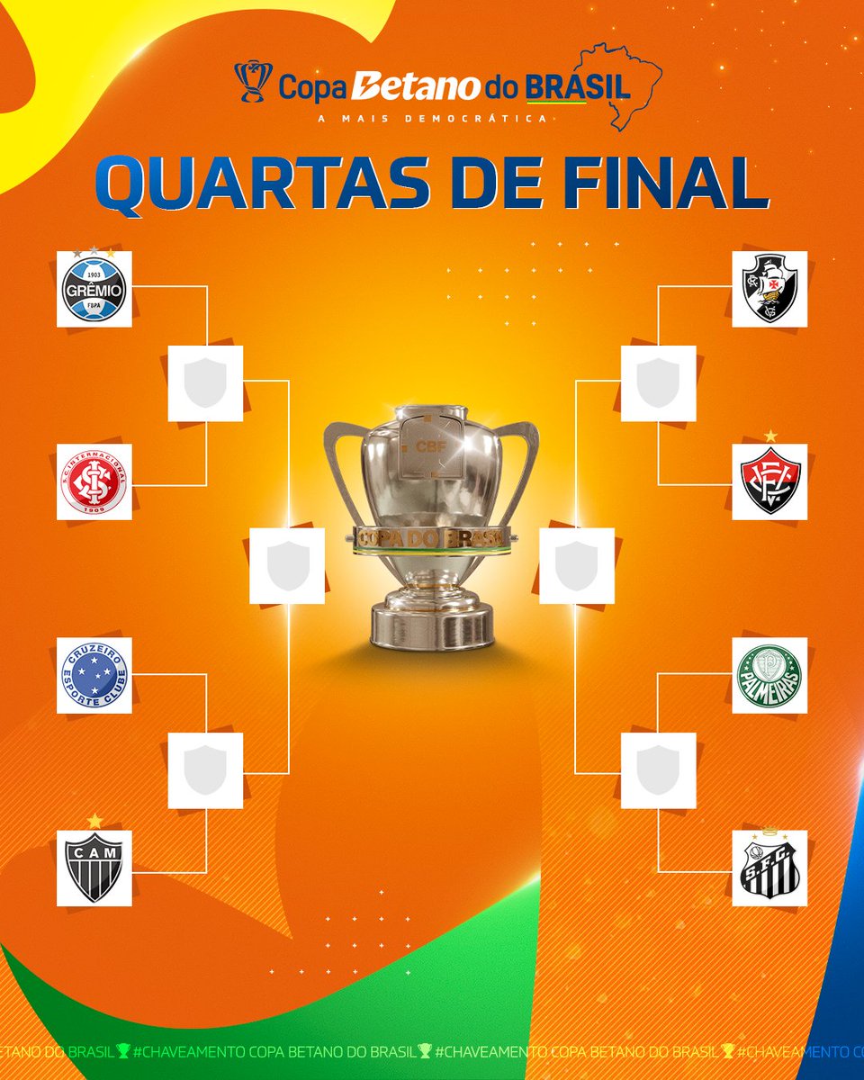 CopaDoBrasilCBF's tweet photo. O BICHO VAI PEGAR... 🔝

Definidos os confrontos das quartas de final e o chaveamento até a grande final da #CopaBetanoDoBrasil 🇧🇷🏆 https://t.co/b79QwS1mXn