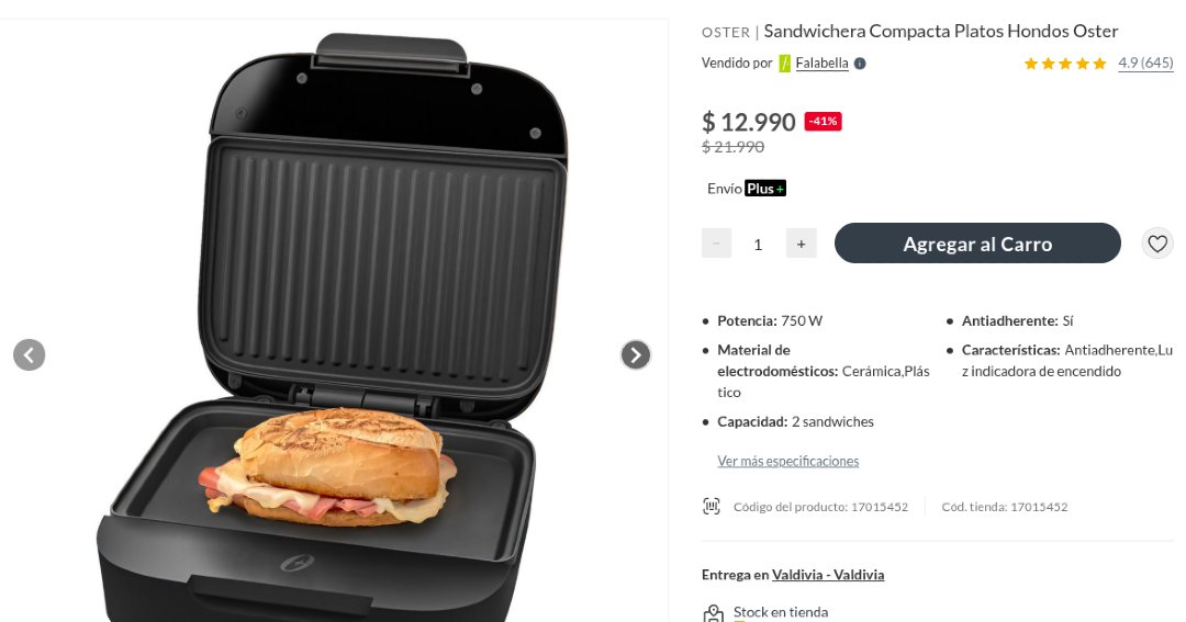 DescuentosRata's tweet photo. 🥪 La sandwichera viral de Oster bajó a $12.990 con todo medio de pago en Falabella.

Link directo 🔗 https://t.co/YObj2cXoVr https://t.co/rI2PmBNVgA