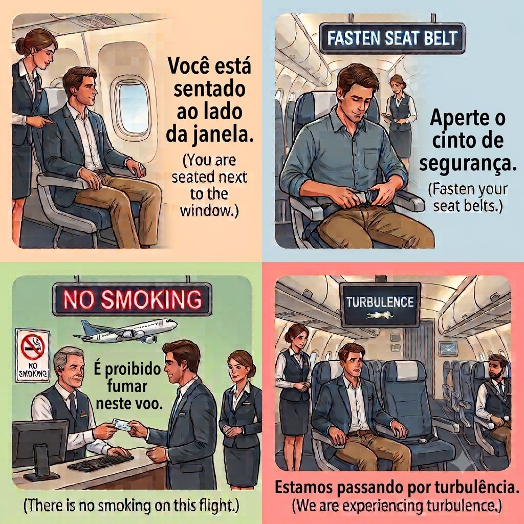 PortugueseVL's tweet photo. ✈️ Flying to a Portuguese-speaking country? Here are the most useful Portuguese phrases you’ll need while on the plane! 🛫

For thousands more phrases and hundreds of lessons, try Learn Portuguese + by Vidalingua. It's free to download at https://t.co/80dCH1qsyF https://t.co/aiCS5VLZNU