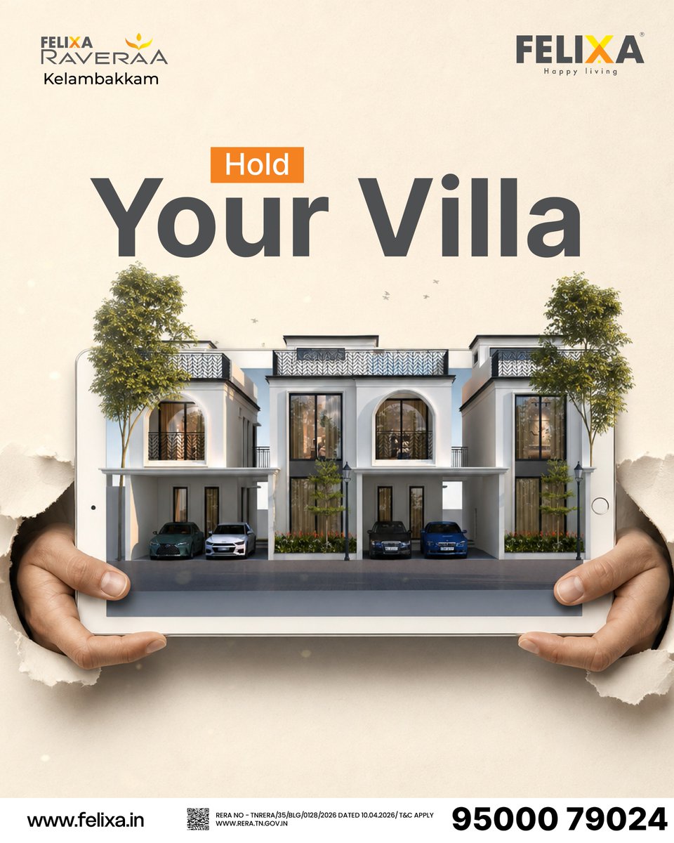 FelixaBuilder's tweet photo. ✨ Hold Your Villa. Own the Lifestyle You’ve Always Wanted. ✨

Your dream villa is closer than you think. Discover Felixa Raveraa, Kelambakkam — thoughtfully designed 3 BHK villas that bring together elegant architecture, spacious living, and a premium lifestyle https://t.co/9TRq3RuNEX
