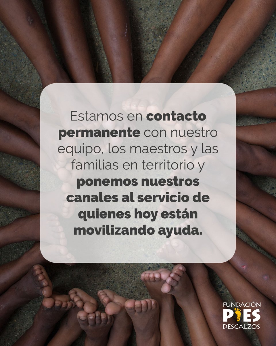 fpiesdescalzos's tweet photo. El Chocó y otros departamentos están viviendo una emergencia que nos duele profundamente.

Desde la Fundación Pies Descalzos expresamos nuestra solidaridad con las familias que vieron cambiar su vida en segundos, y muy especialmente con quienes hoy están buscando a los suyos. https://t.co/uNcpY5QtGt