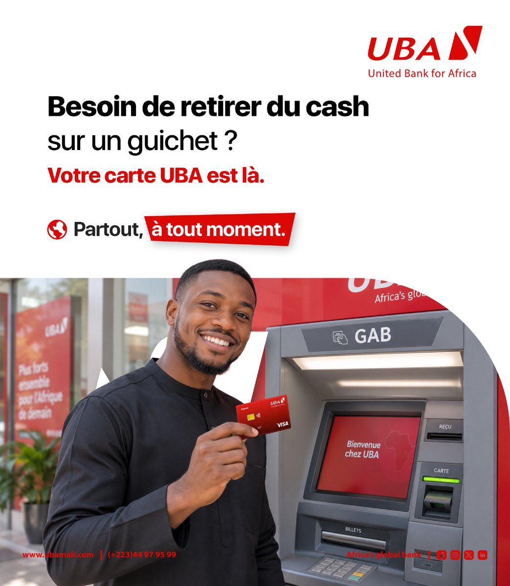 UBA_Mali's tweet photo. Où que vos vacances vous mènent, emportez avec vous un moyen de paiement sécurisé et pratique.
Avec la Carte Prépayée UBA, voyagez en toute confiance et profitez de chaque instant.
#carteprépayée #ServiceContinu #labanquedigitale #UBAMali #AfricasGlobalBank https://t.co/XuzWEDP50E