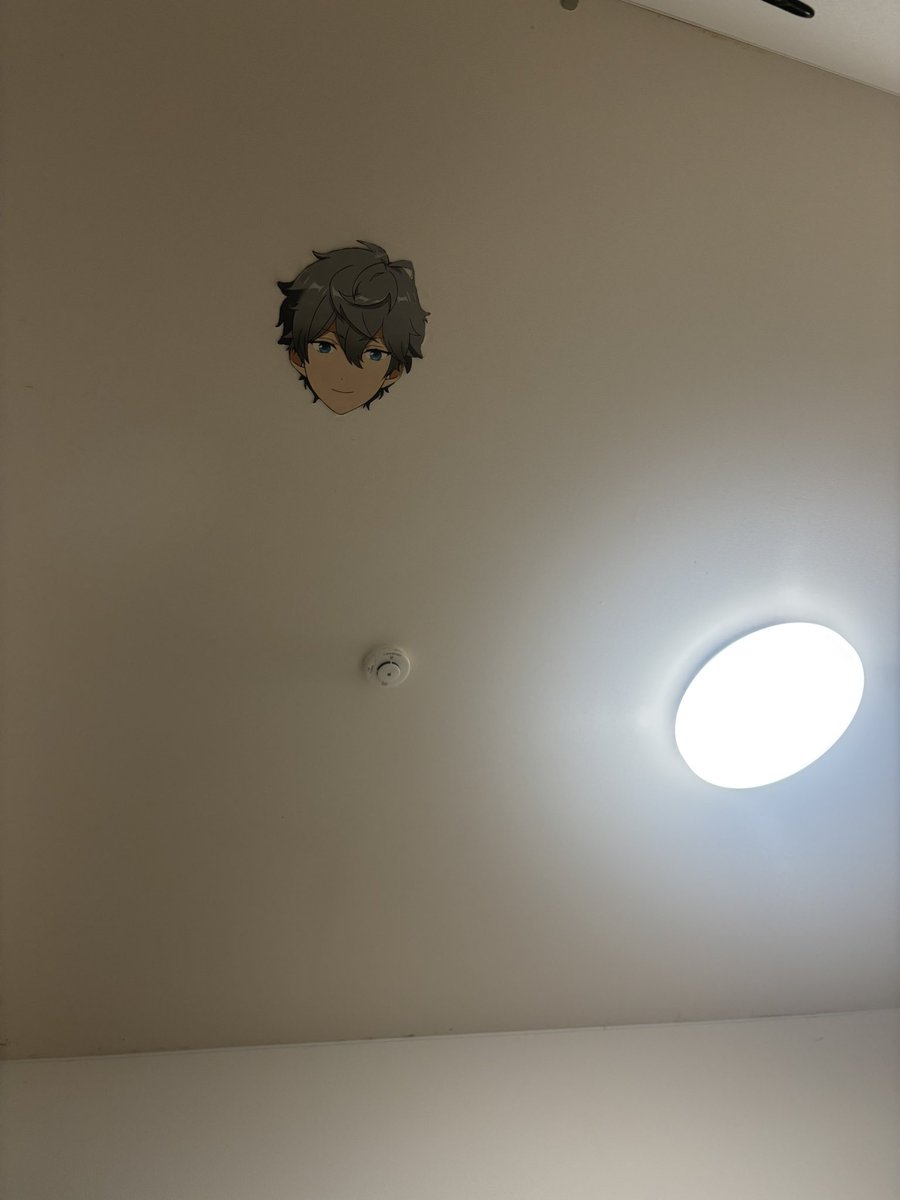 konatuhouse's tweet photo. 朝起きれないから天井に瀬名泉貼って瀬名泉に起こしてもらおうとしたけど秒で剥がれた https://t.co/ts0jJc5nOy