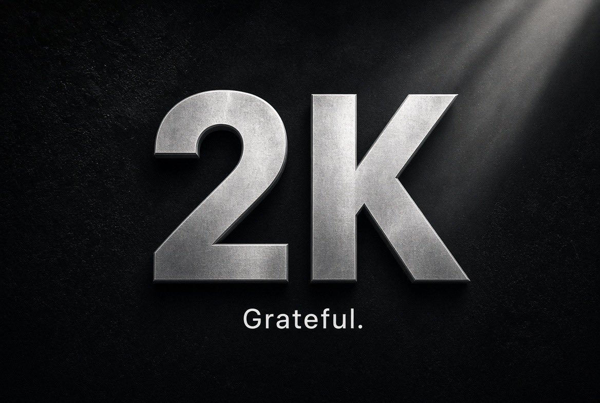 perfectbawdy's tweet photo. 2k isn’t the destination, but it’s proof that consistency still works. Thank you. We keep building 🖤 https://t.co/CfQ8lWBa1t