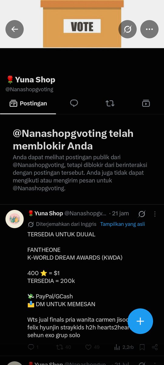 ohsehun_0's tweet photo. HELP RT/LIKE

https://t.co/4r6T3CxC6G
/ @.Nanashopgvoting

Bantu report akun ini guys dia scammers bawa lari uang oshbar hampir 10JT,aku baru DM dia udah langsung di blokir. dia juga suka ganti username https://t.co/OvVs4ZqVkQ