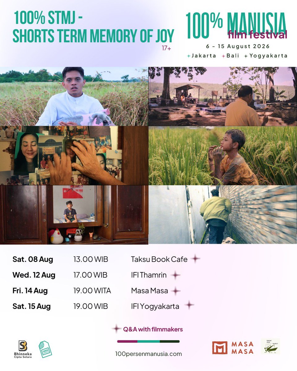 montasefilm's tweet photo. 🚨 SCHEDULE UPDATE! 🚨
There’s been a slight change to the screening schedule for 100% STMJ, our short film compilation, at Masa Masa @masamasabali and Sinema Akar Rumput @sinemaakarrumput in Bali.
#100PMFF26 #100PersenManusia #ADecadeofLoveLanguage
@100prsenmanusia https://t.co/alqai9S7Tn