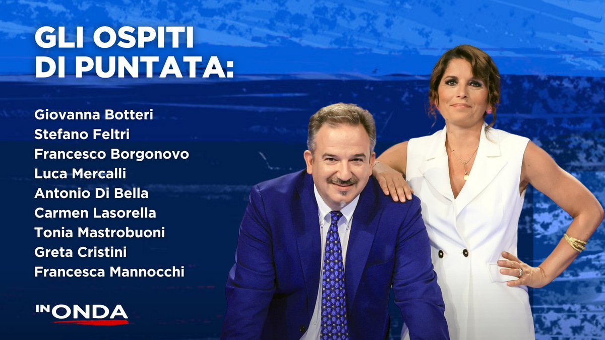 InOndaLa7's tweet photo. #StaserainTV #InOnda puntata lunga con gli ospiti: 

- @BotteriGiovanna 
- @StefanoFeltri 
- @franborgonovo 
- @Luca_Mercalli 
- @AntDiBella 
- Carmen Lasorella
- @mastrobradipo 
- @Greta_Cristini 
- @mannocchia 

Ci vediamo dalle 20.30, su #La7, con @mariannaaprile
e @lucatelese https://t.co/LYLXuDNKmZ