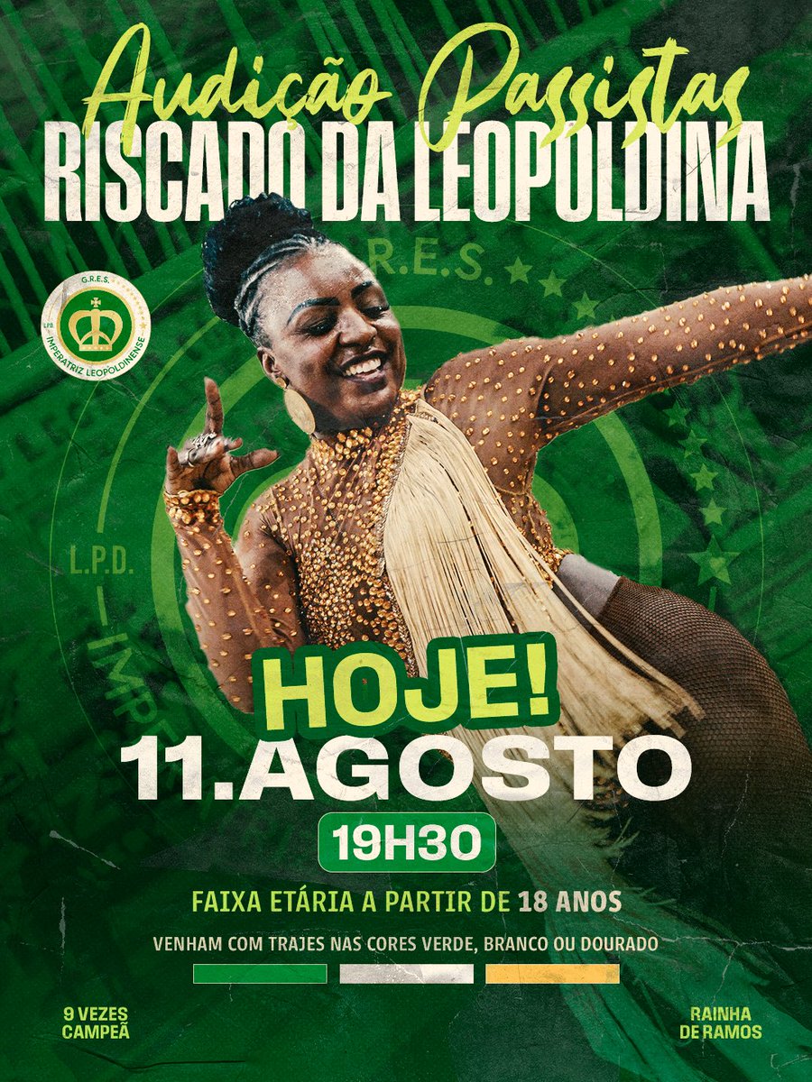 oficialgresil's tweet photo. Chegou o dia hein?! 

Hoje, às 19h30, realizaremos nossa tão aguardada audição para a Riscado da Leopoldina. Não vai ficar de fora né?!

Informações completas na arte. 
Chega mais! #VemPraRamos #VempraRiscado https://t.co/gEqmmh3Y8m