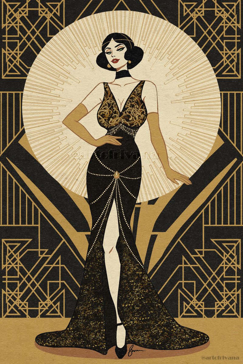 artofrivana's tweet photo. Stepped outside my usual style for this one and I’m low-key obsessed with the result.

Art Deco look for my OC Raven. I’m currently writing a comic set in a universe with the same vibe, so this may not be the last time you see this look on her.

I don’t usually consider myself a fashion person, but would any of your OCs wear this?

Prints available (link in reply)