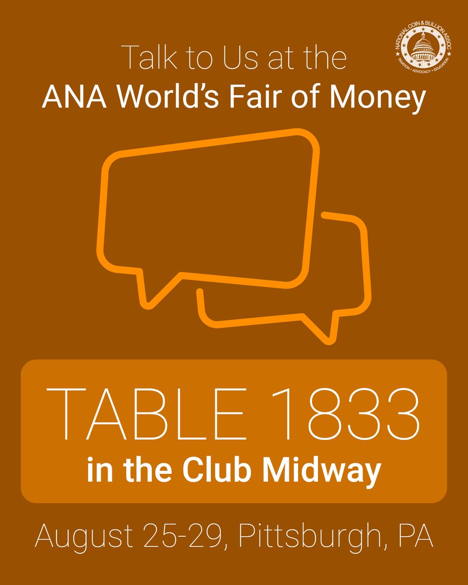 wearencba's tweet photo. We want to see YOU at the ANA World’s Fair of Money! Find us at table 1833 in the Club Midway, Tuesday–Saturday. Stop by to learn more, ask about membership, or just say hello! We can’t wait to connect with members and non-members alike.

#coins #coinshow #WFoM #WorldsFairofMoney https://t.co/yA1A80aXP4