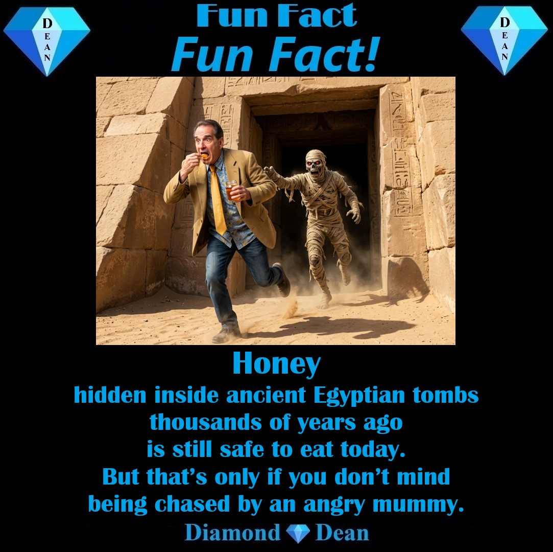 DeanBurkey's tweet photo. Must BEE a pyramid scheme,
because that honey gave me hives!
#DeanSays #DeanMemes #Comedy #FunFact #Honey #AncientEgyptianTombs #Angry #Mummy #PyramidScheme #Hives #BeesKnees
Love Fun & Funny Stories?
EnjoyDiamond💎Dean Books: https://t.co/1nPgPHZBRQ
😎🖖❤️ https://t.co/JvWjBVZ1yZ