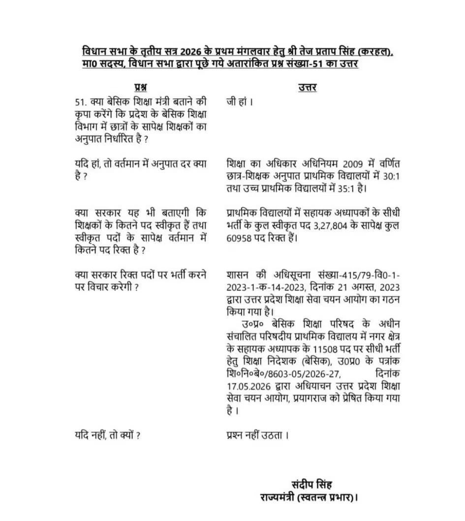 RajatsinghAU's tweet photo. शिक्षा मंत्री जी द्वारा बेसिक शिक्षा विभाग में 60958 पद रिक्त है, लेकिन रिक्त पदों कि भर्ती तब भी नहीं देंगे.!!

शिक्षा मंत्री इस्तीफ़ा दो 
#teachervacancy https://t.co/InljqdjEbd