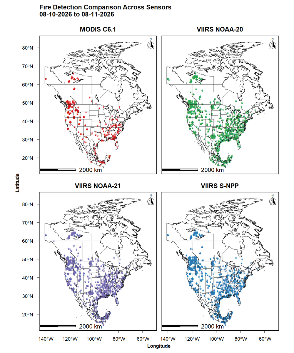 alihassansha12's tweet photo. 🔥 Multi-Sensor Fire Detection Across North America | MODIS & VIIRS
#GIS #RemoteSensing #SatelliteRemoteSensing #EarthObservation #GeospatialAnalysis #GISMapping #FireDetection #ActiveFire #WildfireMonitoring #MODIS #VIIRS #NASA #EnvironmentalMonitoring https://t.co/Ecx2PyyuJn