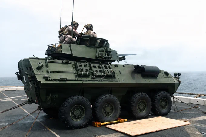 U.S. Marines with Battalion Landing Team 3/5, 11th Marine Expeditionary Unit, conduct marksmanship training on the flight deck of San Antonio-class amphibious transport dock ship USS Portland (LPD 27) in the U.S. Central Command area of responsibility, July 23, 2026. (U.S. Marine Corps photo by Lance Cpl. Luke Rodriguez)\n\n