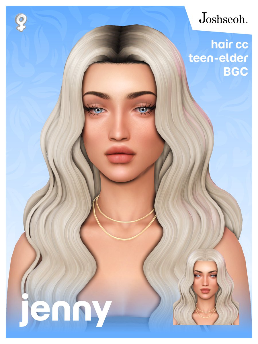 joshseoh's tweet photo. Jenny Hair &amp; Root Overlay

2 versions available for download!
Public release: 24 - August- 2026

#TheSims4 https://t.co/IrzuCbwYwm