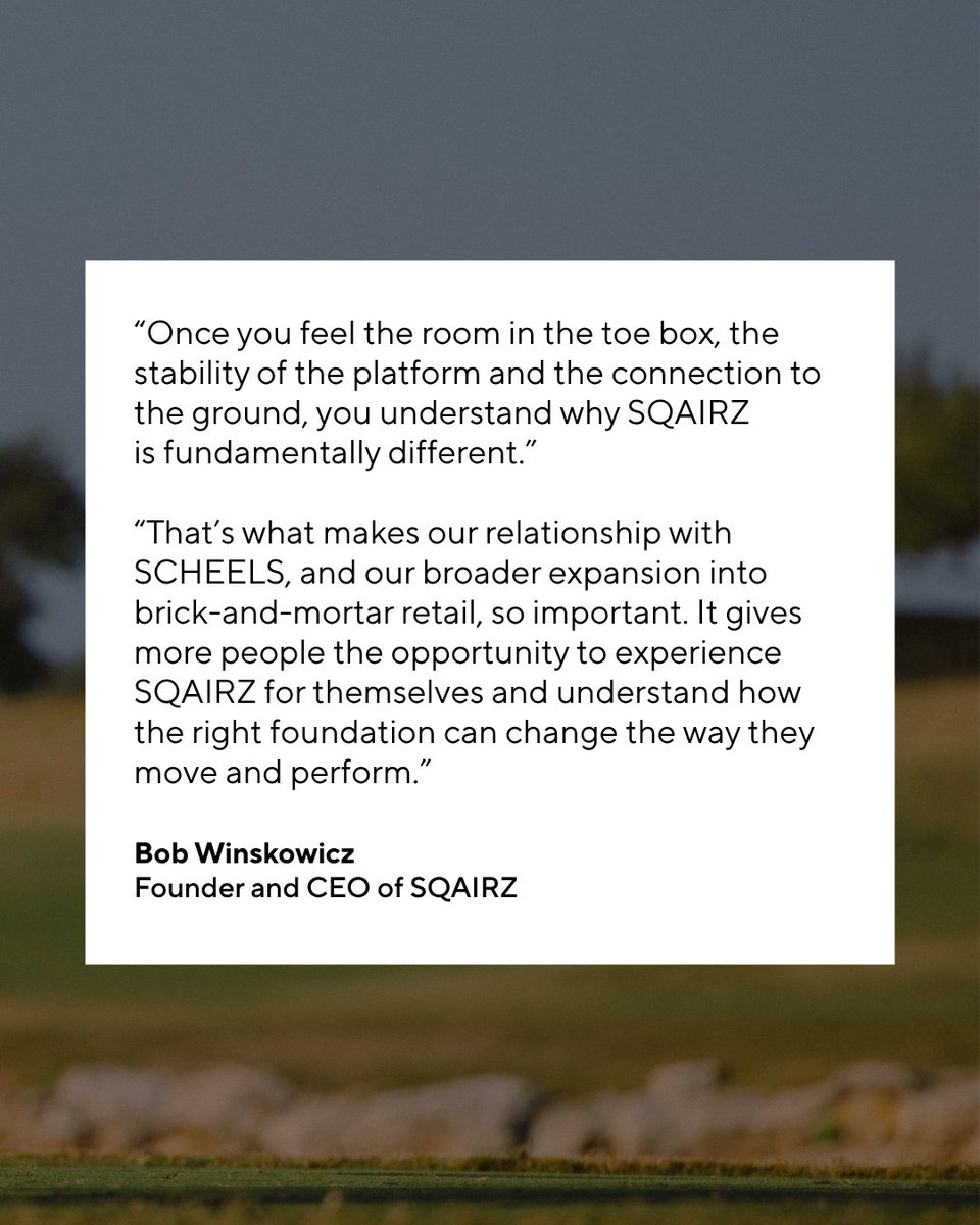 sqairz's tweet photo. SQAIRZ golf shoes are now available at select SCHEELS locations.

We're excited to give more people the opportunity to try on SQAIRZ in-store &amp; understand how the right foundation can change the way you move &amp; perform.

Performance starts where you stand.
https://t.co/T2cLAeqYVe https://t.co/lJ4N7ydYqK