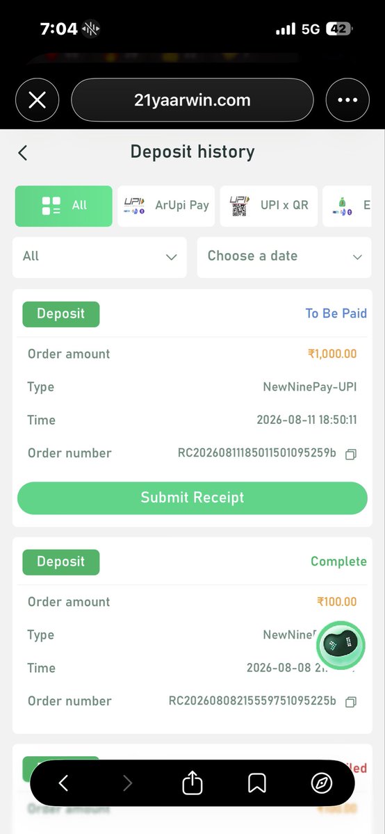 SILENT_BOY45's tweet photo. @YaarWinofficial  deposit, not receive please help me https://t.co/NRuvqXktn6