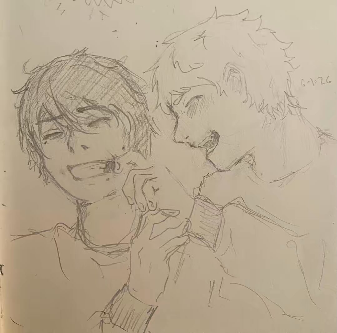feefinghappily's tweet photo. this is my favorite yoshikaru drawing of mine even with how low effort it was, i think its cause i did it for pride month https://t.co/QeKkzDMFcQ