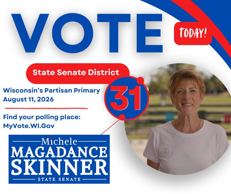 MMSkinnerWI's tweet photo. Get out and vote today Western Wisconsin! Polls are open until 8pm. 🗳️🇺🇸

https://t.co/VgyjC7cuGT https://t.co/DWvOZWHr43