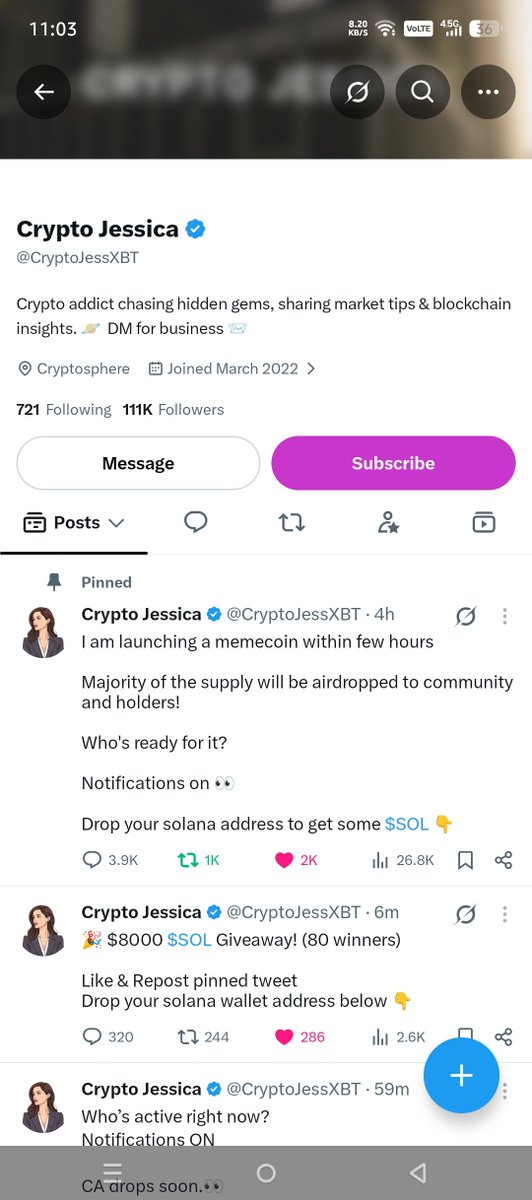 HasleyJegg's tweet photo. @CryptoJessXBT Done☺️ 

5sXLuuh83fdDBBM3TRWpA4VFELUA8z49kuY3miqfQpcT https://t.co/1SA91F5wal