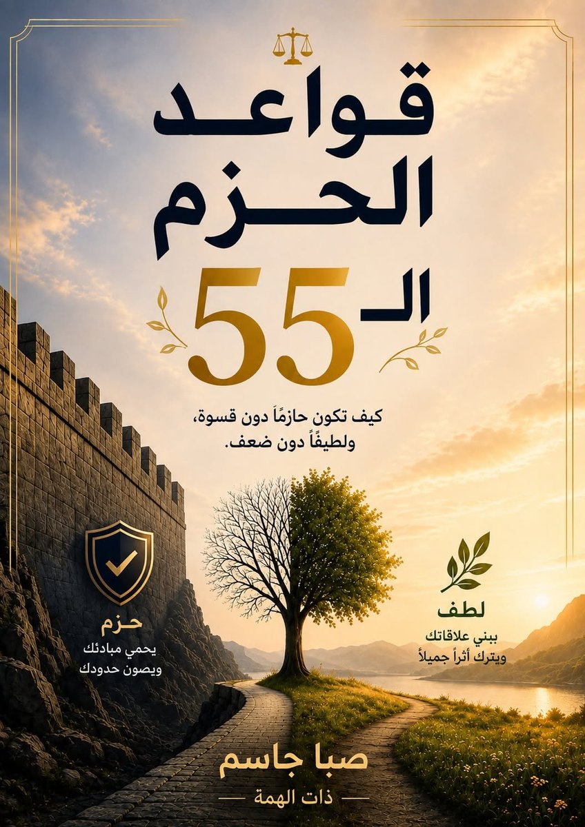 thatahamah's tweet photo. #الحزم لا يعني أن تصبح قاسيًا.
بل يعني أن تعرف قيمتك، وتحترم حدودك، وتقول ما تريد بوضوح، وترفض ما لا يناسبك دون شعور بالذنب.
📷 قواعد الحزم الـ55
للكاتبة صبا جاسم – ذات الهمة
كتاب عملي وتأملي يأخذك في رحلة من:

📷 [ https://t.co/izevw86y9T ] https://t.co/25sRBRmZjY