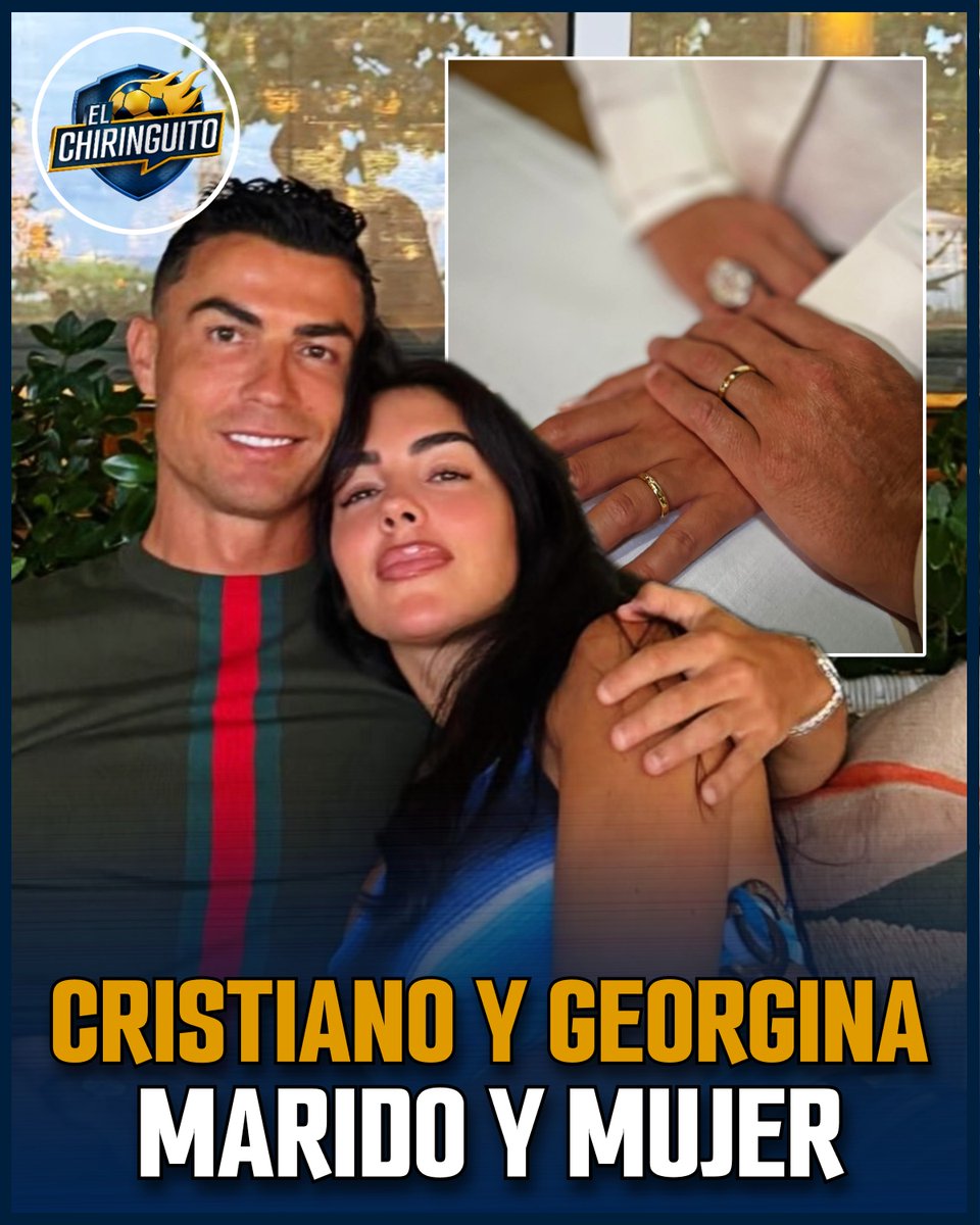 elchiringuitotv's tweet photo. 👏💍 ¡Cristiano y Georgina se casan! 

☺️ Ambos lo han confirmado en sus redes sociales. https://t.co/0ZK1V1Relh