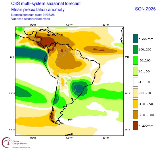 diegorestrep's tweet photo. Ya empieza a sentirse con fuerza el efecto del fenómeno de El Niño en Colombia.

Las proyecciones para septiembre, octubre y noviembre muestran importantes déficits de precipitación en gran parte del país, con anomalías que en algunas zonas superarían los 200 mm, precisamente durante la temporada de lluvias del segundo semestre.