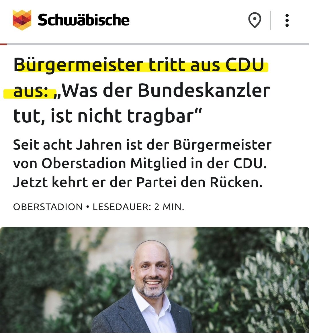 unblogd's tweet photo. Die CDU zerlegt sich weiter: Jetzt tritt Bürgermeister Kevin Wiest wegen Migrationspolitik, Leihmutterschaft und der Krankenhausreform aus. Chapeau!

https://t.co/v9sRT5eSCr https://t.co/2qSuUxACFJ