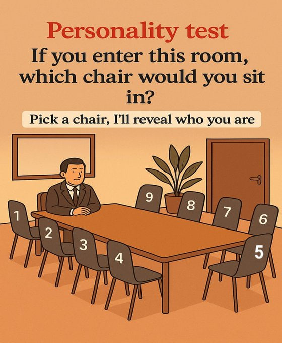 Maya39lol's tweet photo. Personality Test:

You walk into this meeting room, which chair do you sit in? https://t.co/vGmm6G0j1j