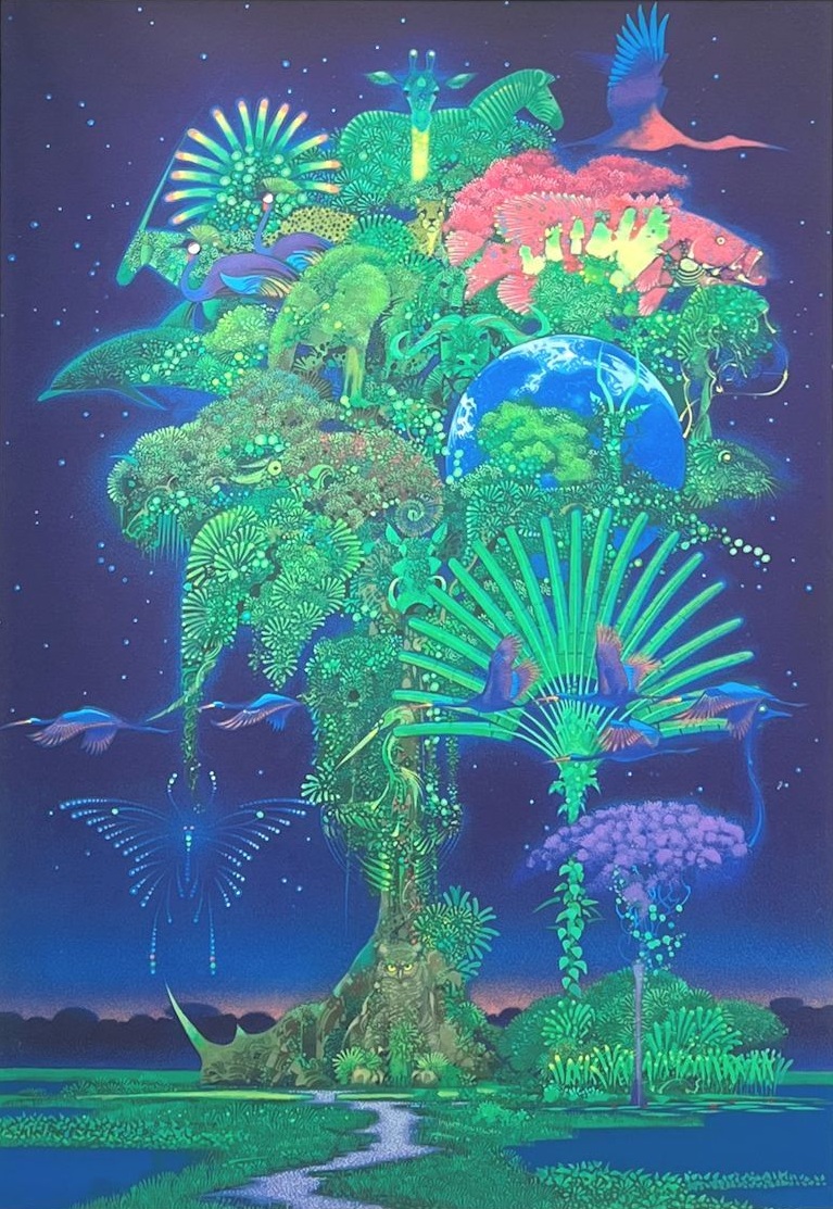 CAMELLIA FANTASTIC JUNGLE 磯野宏夫ミラー絵画 磯野 宏夫 （Isono Hiro、1945-2013） 『幻視の森』 （Visionary Forest）