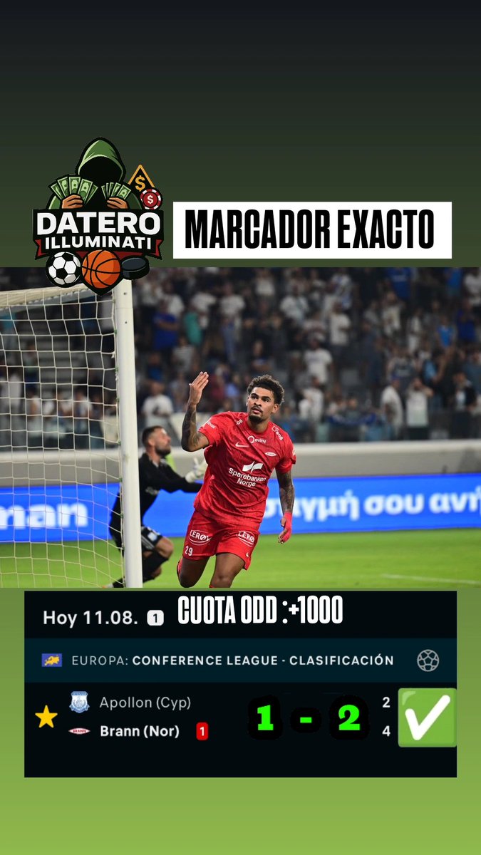 DateroIluminati's tweet photo. Marcador exacto! ¡PAID🎯✅
🔥¡Increíble predicción!💲

Brann ✅ #odds : +1000

¿Quieres acertar así? Únete recibe pronósticos ganadores +51921487932

#apuestasdeportivas #Pronósticos  #Parley #BettingTips #SportsPicks #GanaConNosotros #bets #betsson https://t.co/ybpZTW9rYR