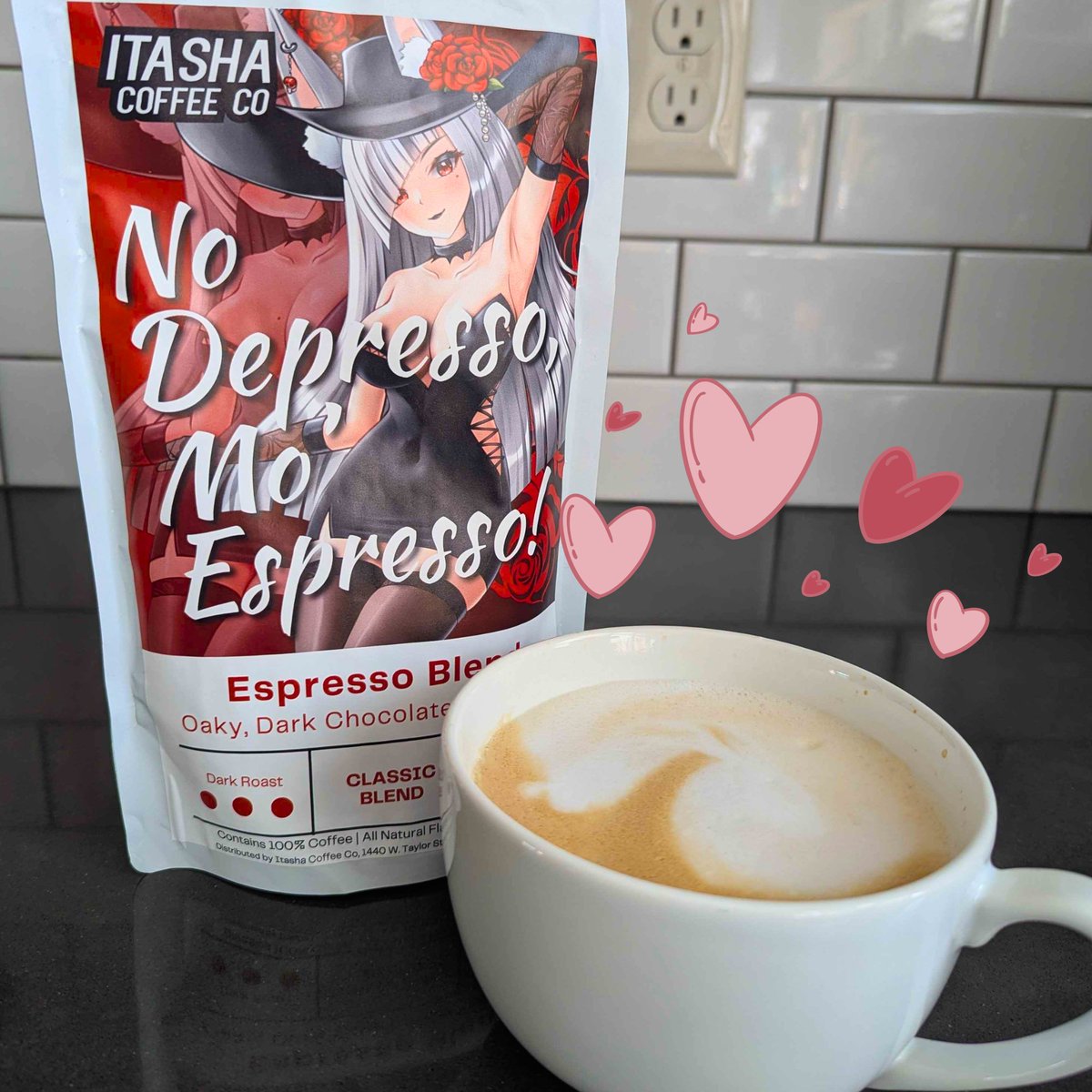 NekoMikkiVT's tweet photo. I've been so busy since OffKai, so today I treated myself by making a latte with espresso from @ItashaCoffee 🩷

It's so smooth - I love it! Thank you to Itasha for giving me some bags to try. 

What's everyone's go-to coffee order? 👀 https://t.co/CsICUgoZar
