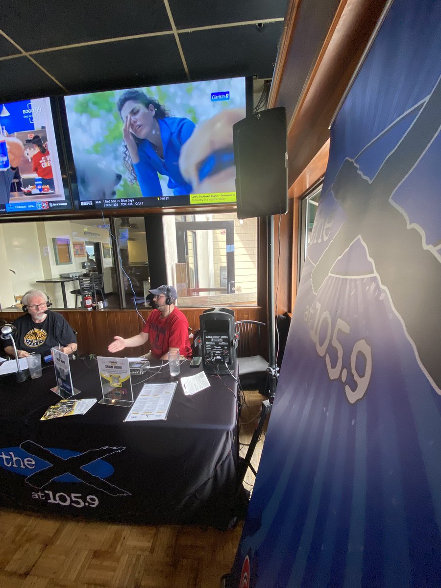 1059thex's tweet photo. @MarkMaddenX and @MaddenProducer are live from @SharkysCafe on Rt. 30 in Latrobe ‘til 6 tonight. The best food, drinks, and sports talk are all right here! https://t.co/4LfG3DLJ2S