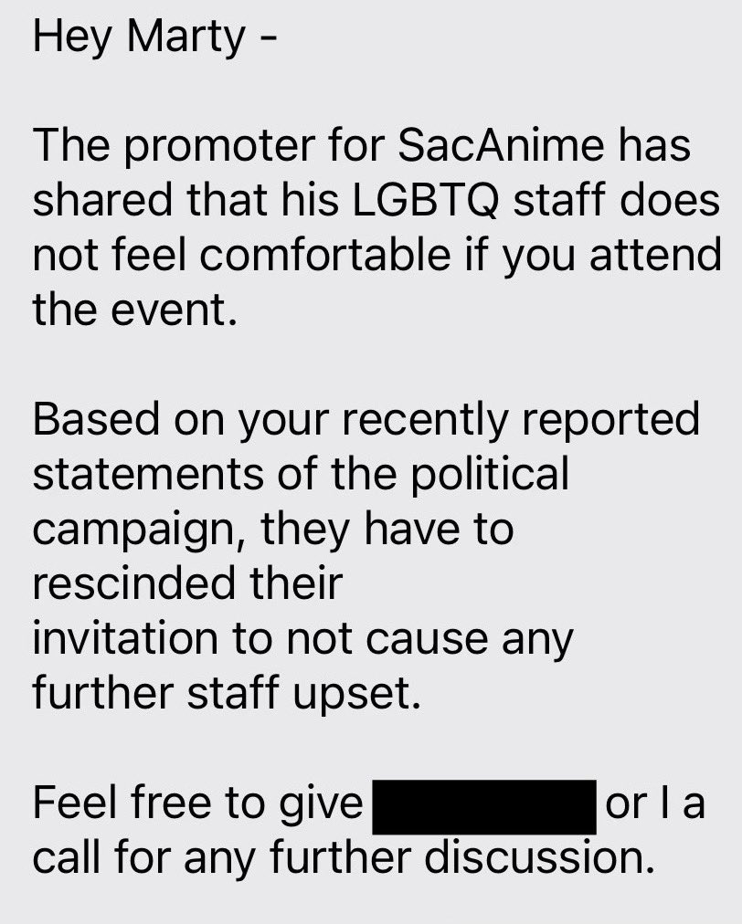MartyTheElder's tweet photo. I’m very disappointed that SacAnime has disinvited me from a Halo 25 reunion at their conference next month. If you thought we defeated Cancel Culture in 2024, guess again! https://t.co/DSEWcIEjDA