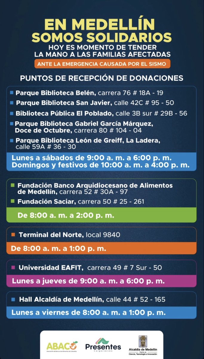 FicoGutierrez's tweet photo. Medellín es solidaria con quien más lo necesita. 
Conoce cómo ayudar👇🏻: https://t.co/S1imJAbT0c