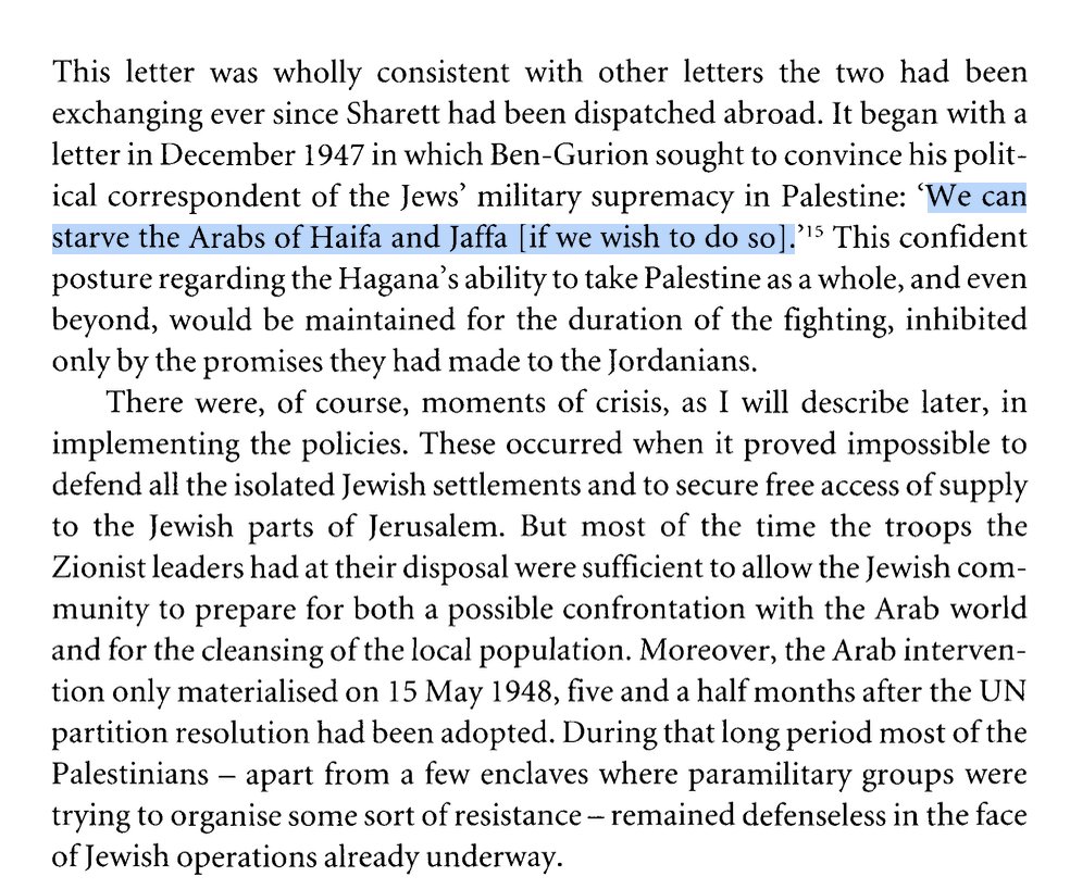 _ZachFoster's tweet photo. "We can starve the Arabs of Haifa and Jaffa" - First Israeli Prime Minister, -David Ben Gurion, December 1947

"We'll deprive Gaza of water, and the Arabs will leave" - Israeli Prime Minister, -Levi Eshkol, 1967

"There will be no electricity, no food, no water, no fuel." -Israeli Defense Minister, -Israeli Defense Minister Yoav Gallant, 2023

Israeli leaders have demonstrated remarkable consistency from 1948 to the present. The solution to the problem that is the Palestinians, their existence in Palestine, is to deny them food and water to force them into exile.

Moshe Feiglin was the most recent Israeli politician to say the solution to the problem that there are Palestinians in Gaza is to deny them water.

It's not enough that they have to walk kilometers a day to fetch jugs of dirty water to bring back to their tents so they don't die of thirst, only diseases. That is too generous. The way to force them out is ensure not a single drop of water enters Gaza. #Zionism https://t.co/xyLHmNreid