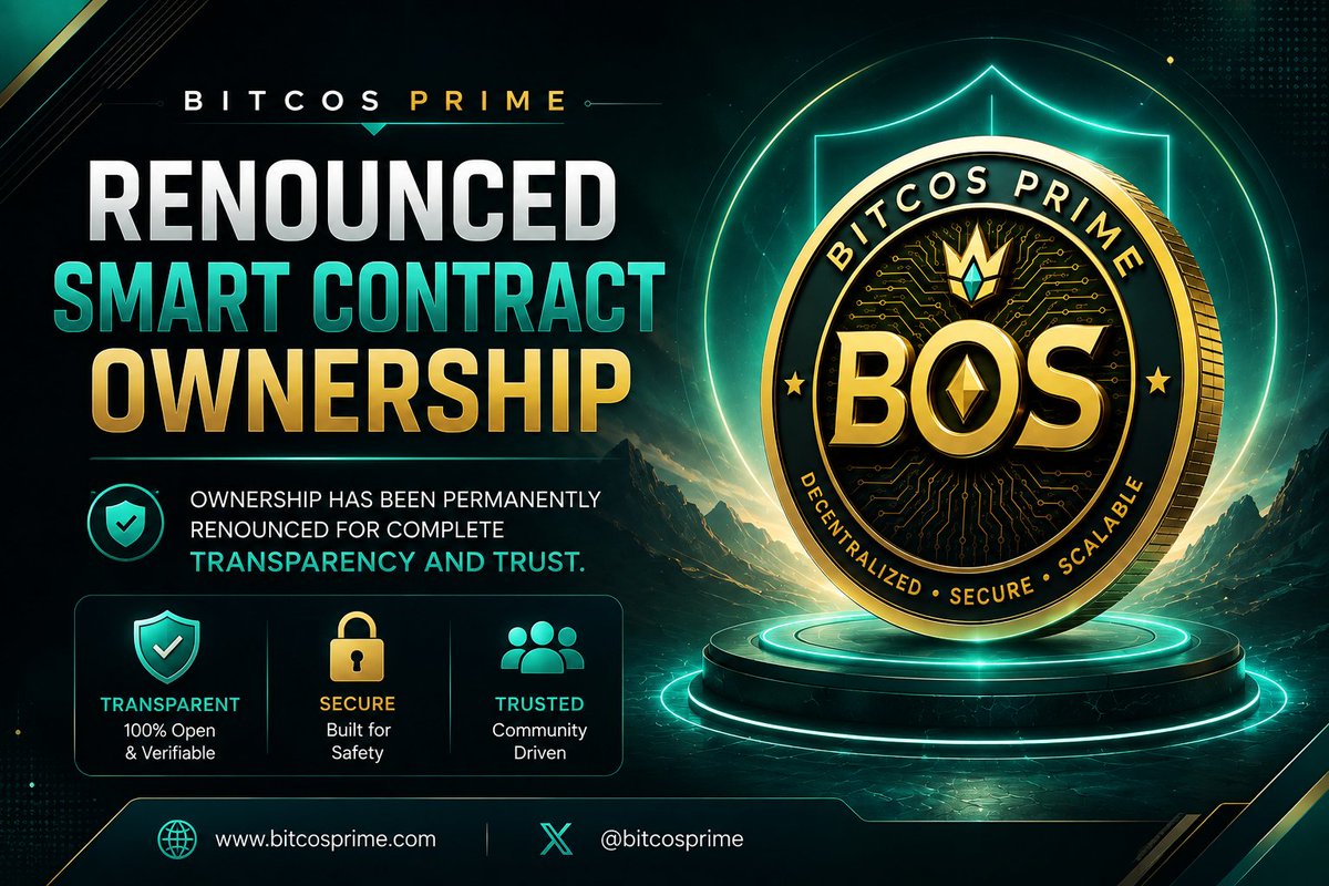 bitcosprime's tweet photo. π Ownership Renounced. Trust Secured.
BITCOS PRIME (BOS) β built on transparency, security & community.
π https://t.co/xkjuyz8ana
π @bitcosprime
#BitcosPrime #BOS #Web3 #Blockchain #BNBChain #DeFi #Security #Transparency #TrustaxisMarket #GlobalGoals #CryptoWallet #Staking https://t.co/SgMC2rn45G