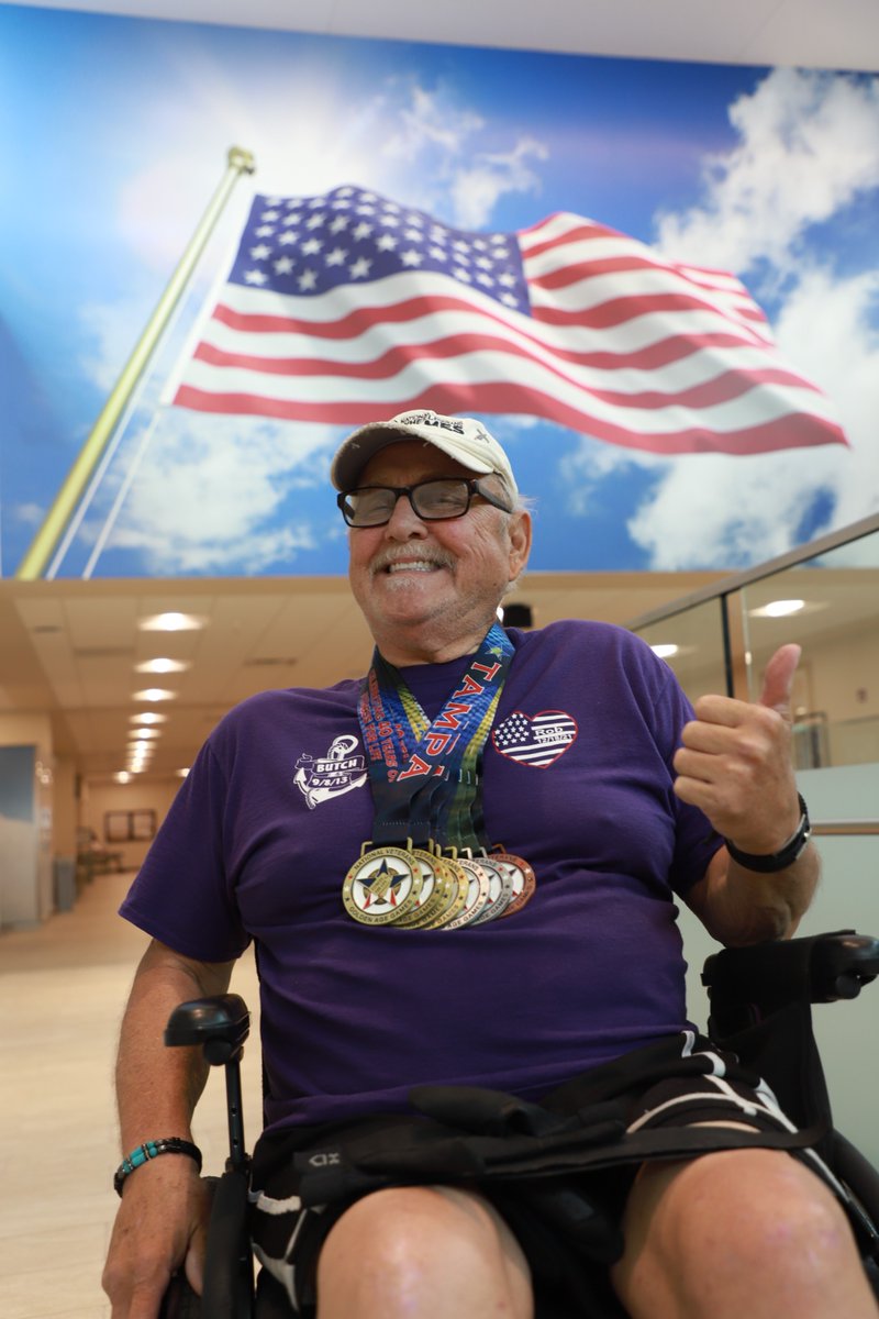 VAButlerPA's tweet photo. Congratulations to Navy Veteran and Butler VA volunteer, John Kellner, on his recent wins in the VA's National Veteran Golden Age Games where he participated in 14 events and received a total of 10 medals:         * Gold - Archery, Adaptive Fitness, Bowling, Bocce, 9ball
* Silver - Shot put, Discus, Weightlifting 
* Bronze - Table Tennis, Disc Gold

He has been competing in the National Veterans Golden Age Games since 2011 and has a total of 36 gold, 13 silver and 13 bronze medals.  John is also a Butler VA volunteer and serves on the VA Voluntary Service (VAVS) Committee under the Paralyzed Veterans of America (PVA) organization.  

VA’s Office of National Veterans Sports Programs and Special Events provides Veterans with opportunities for health and healing through adaptive sports and therapeutic art programs. For more information, go to: https://t.co/BeDxSuXTEP