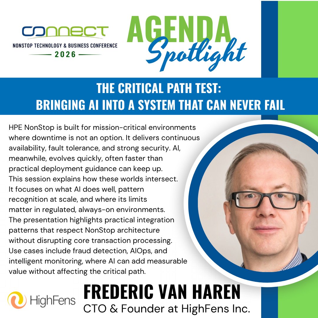 Connect2NonStop's tweet photo. Can AI run in mission-critical environments without risking the critical path?

Frederic Van Haren of HighFens has the answer at #NonstopTBC.

https://t.co/3UG2knnGsG #HPENonstop #AIOps #NonstopTBC #HPENonstop #ArtificialIntelligence #TechConference  #MissionCritical https://t.co/9xllhdirsJ