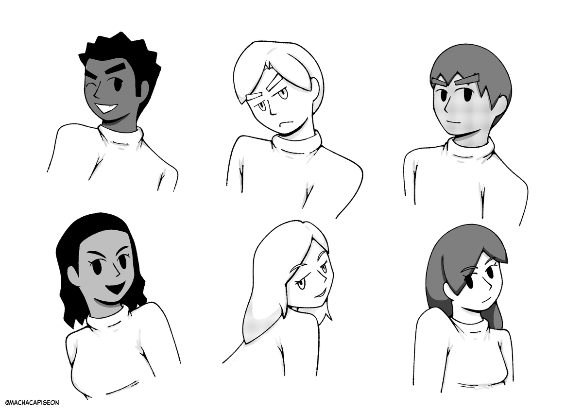 MachacaPigeon's tweet photo. Just wanted to draw the Guests, very fun to try and make them expressive! #Mii #guestmii #ゲストMii https://t.co/z7CCz5bJ8t